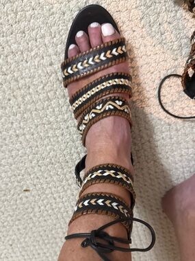 Ankle Wrap Gladiator style in tan and black